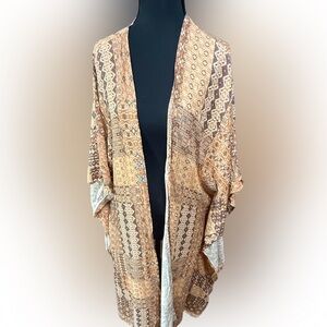 Japna Brown and Cream Patterned‎ Poncho One Size